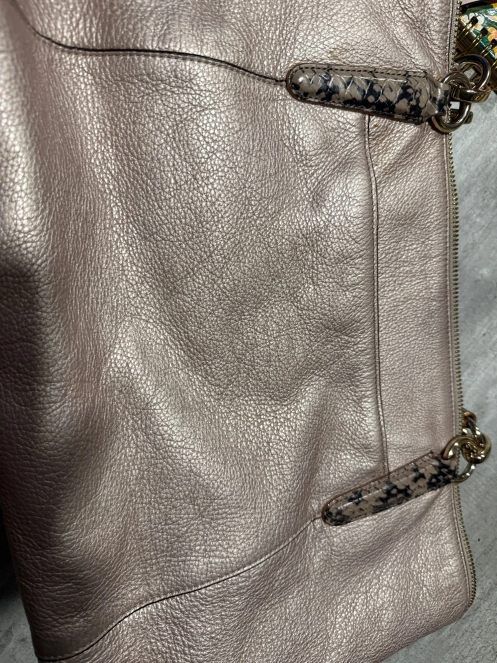 Coach Metallic Rose Leather Shoulder Tote